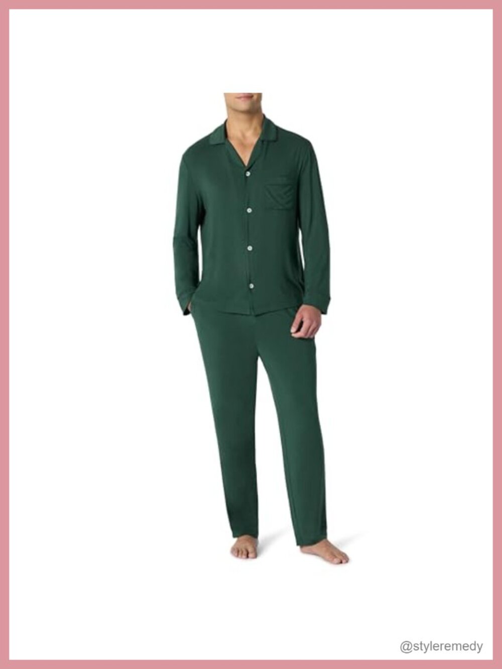 Men's Modal Jersey Pajama Set Long Sleeve Relaxed Fit Loungewear